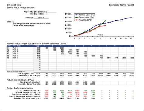 earned value management report template